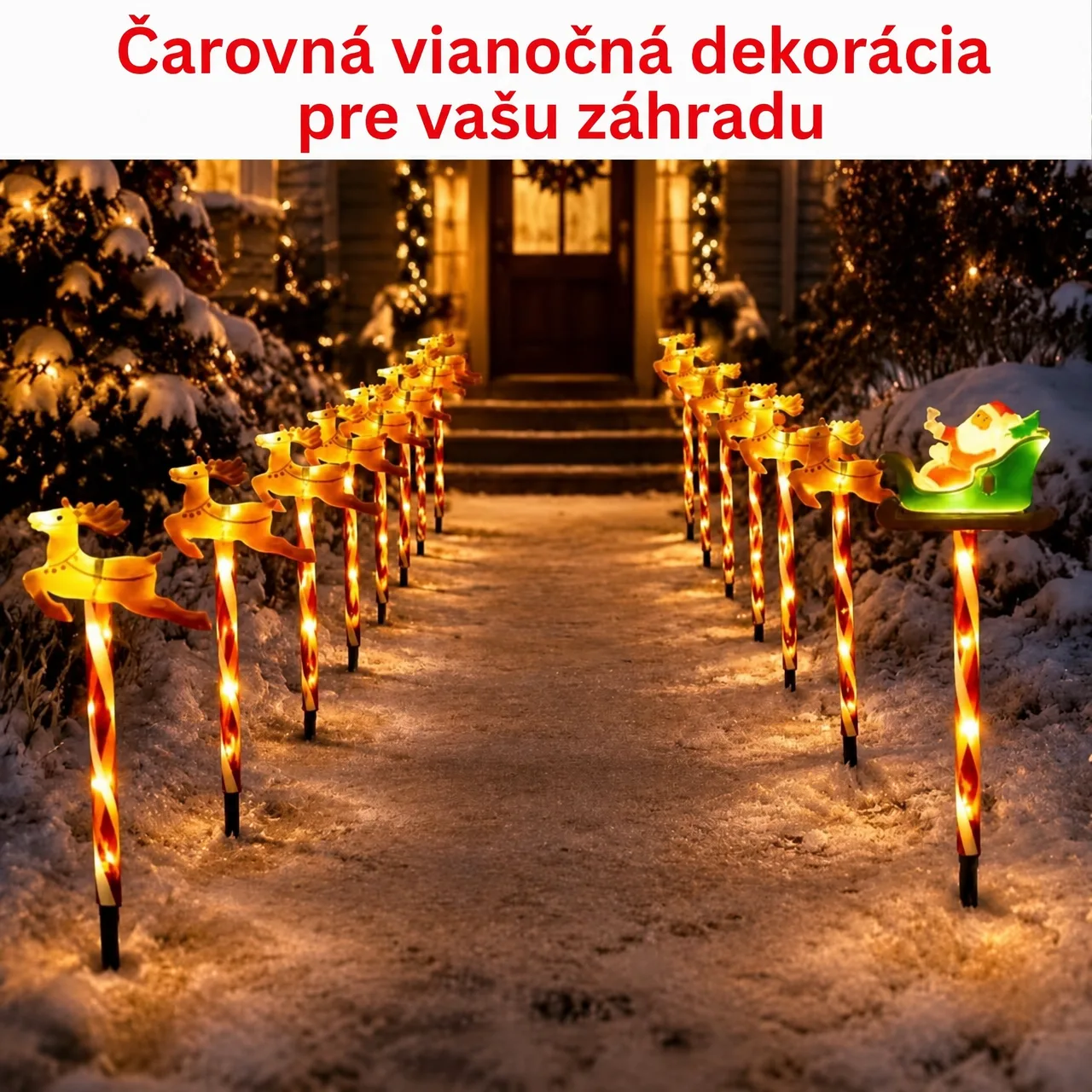 Vianočná záhradná dekorácia so Santa Clausom a sobmi, ReinDeers - Image 6