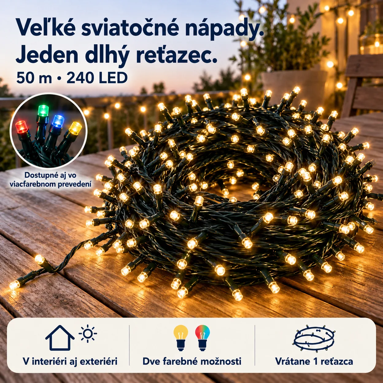 50mLL Sviatočná svetelná reťaz