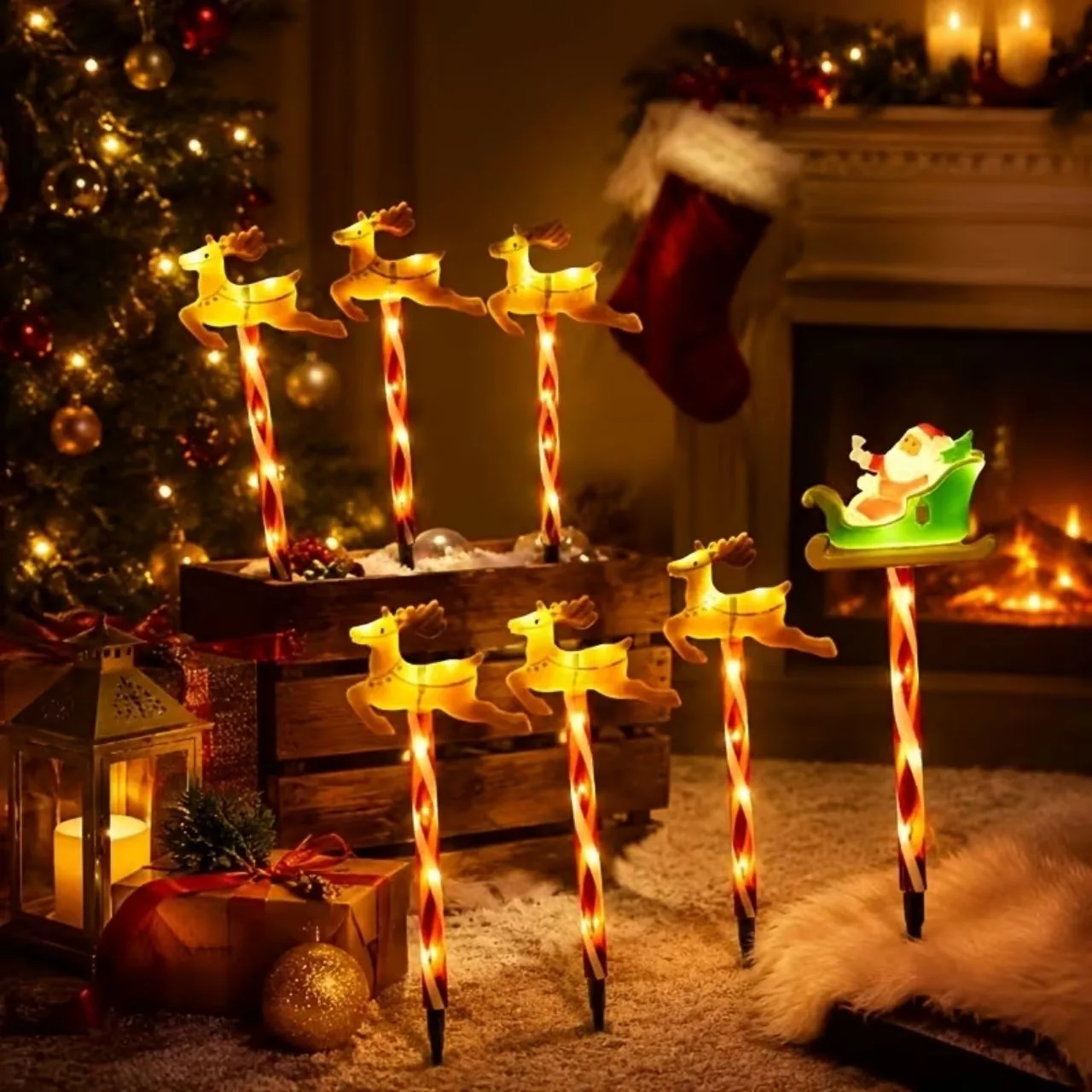 Vianočná záhradná dekorácia so Santa Clausom a sobmi, ReinDeers - Image 2