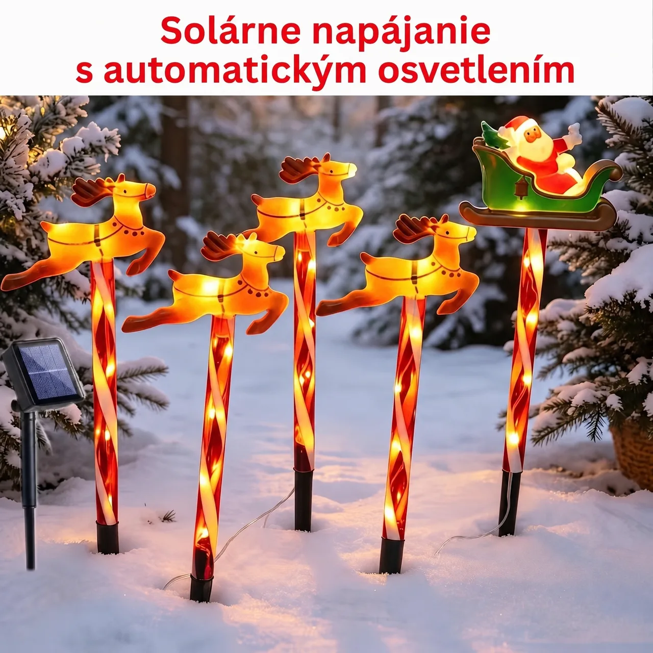 Vianočná záhradná dekorácia so Santa Clausom a sobmi, ReinDeers - Image 7