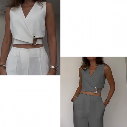 BELKOMPL-SIV-S/M, Elegantný biely top s jedinečným dizajnom - Image 2