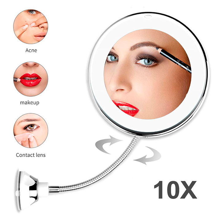 BeautyMirror, zrkadlo s priblížením, výkonným LED svetlom a ohybným držiakom - Image 7