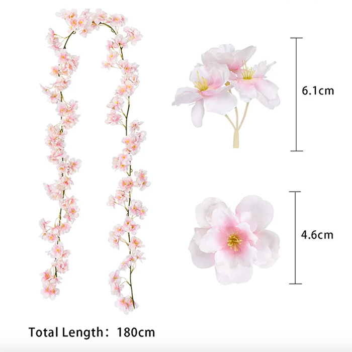 Cherry, umelé kvety s vzhľadom prírodných čerešňových kvetov (1,8 m) - Image 2