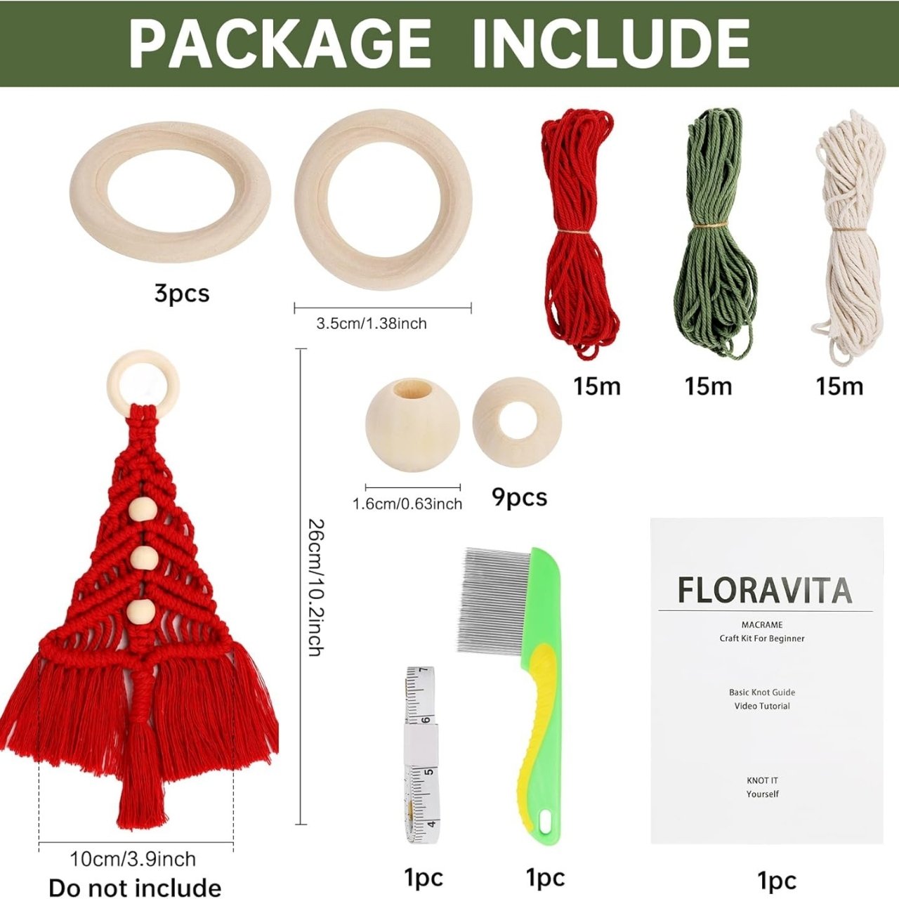 CraftKit, vianočná súprava na výrobu macramé ozdôb - Image 4