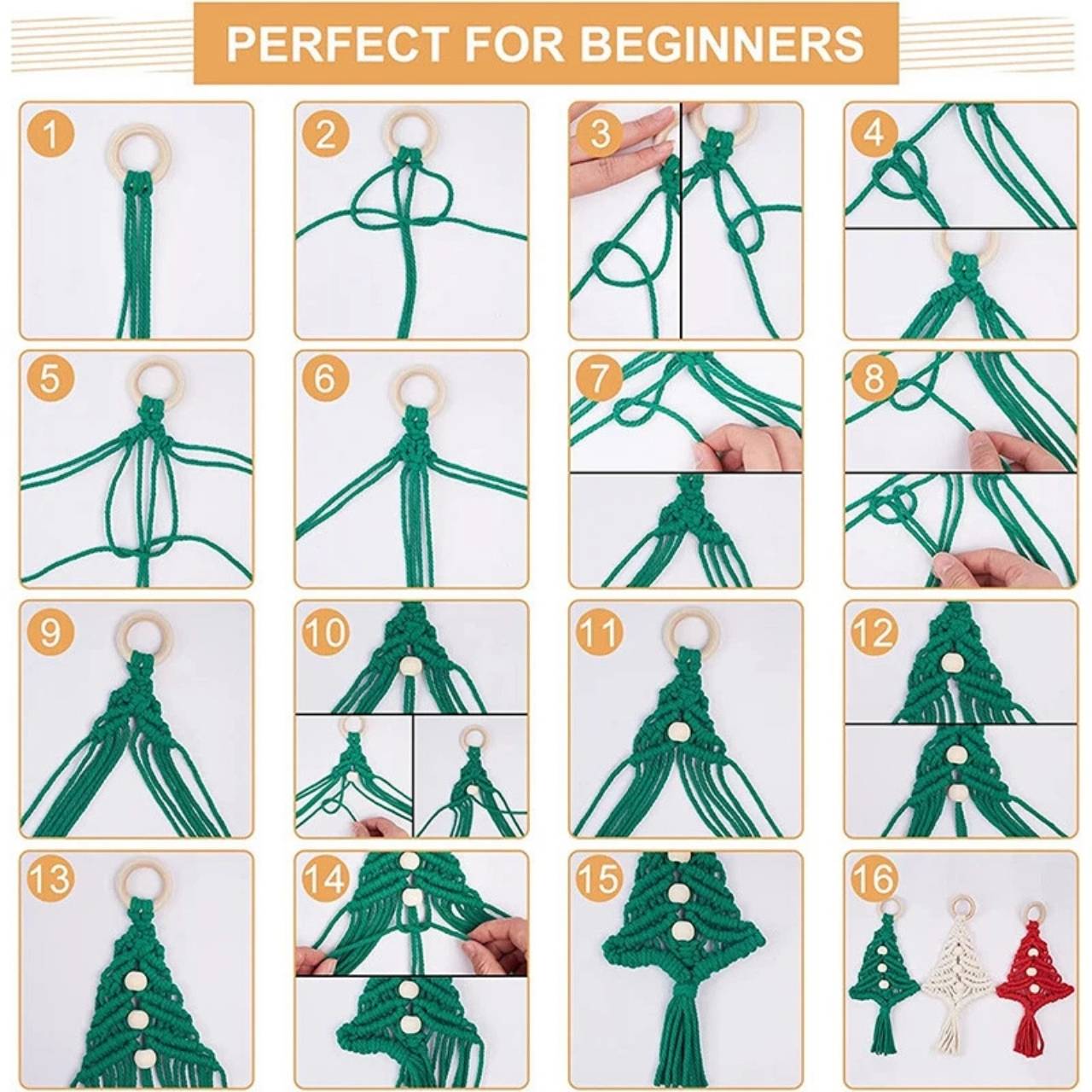 CraftKit, vianočná súprava na výrobu macramé ozdôb - Image 5