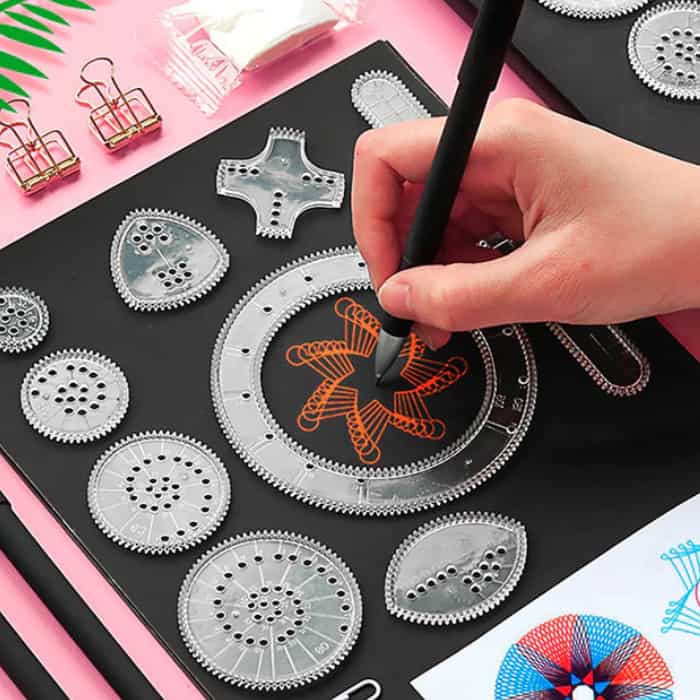 GeoArtKit, 27-dielna sada na kreslenie s geometrickými spirografmi - Image 3