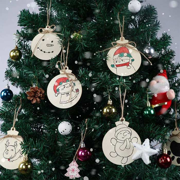 Ornaments, drevené vianočné ozdoby, ktoré si vytvoríte sami (30 kusov) - Image 8