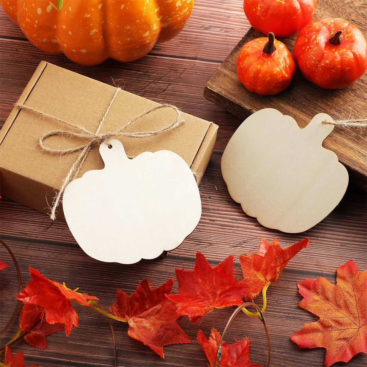 Pumpkins, drevené dlaždice v tvare tekvice na vytvorenie vlastných (10 kusov) - Image 5