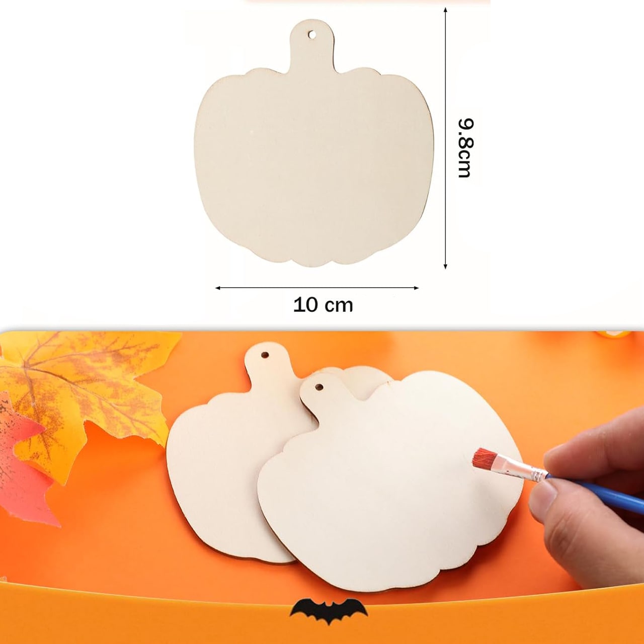Pumpkins, drevené dlaždice v tvare tekvice na vytvorenie vlastných (10 kusov) - Image 7