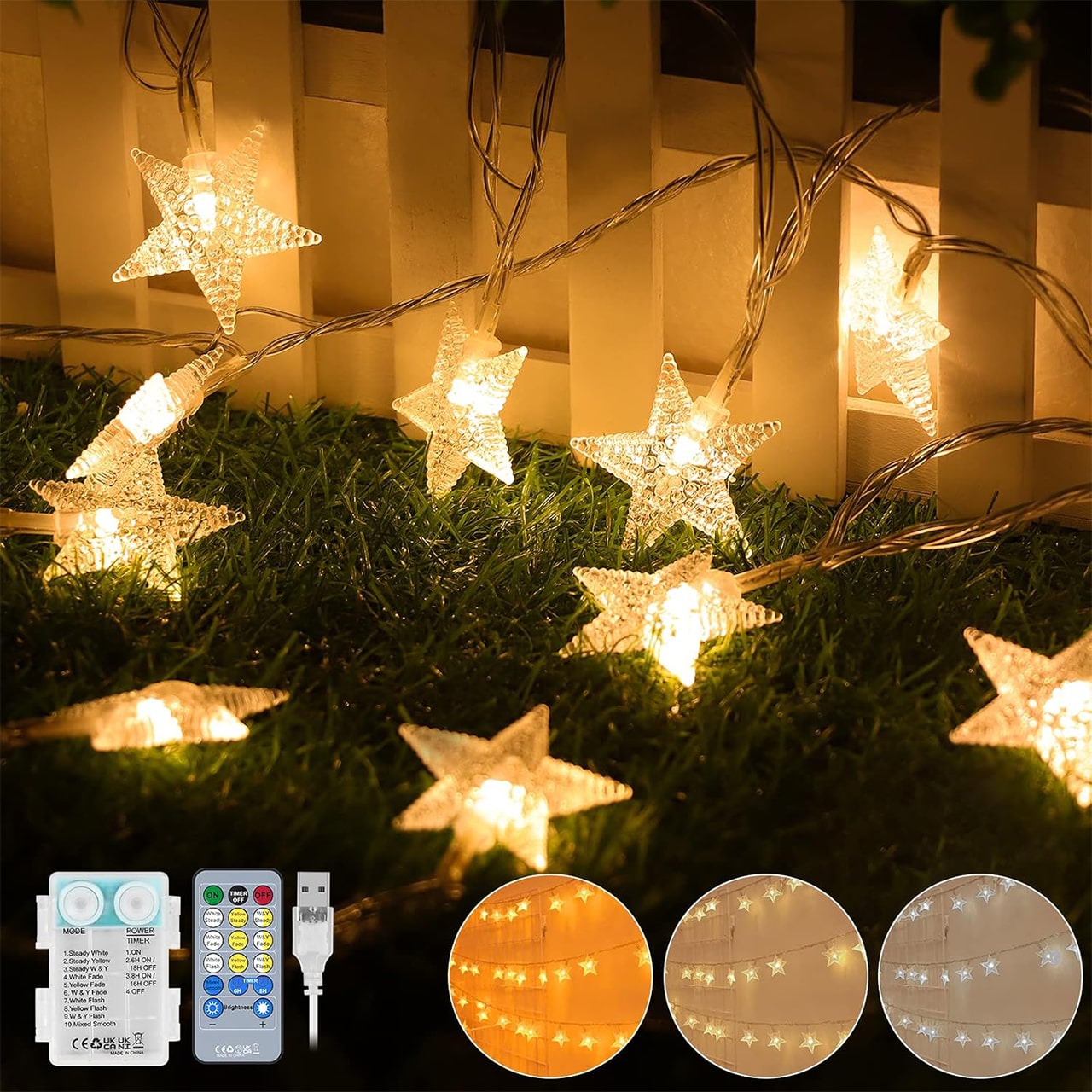 Twinkles, svetelný reťazec so svetlami v tvare hviezd (6 m) - Image 2