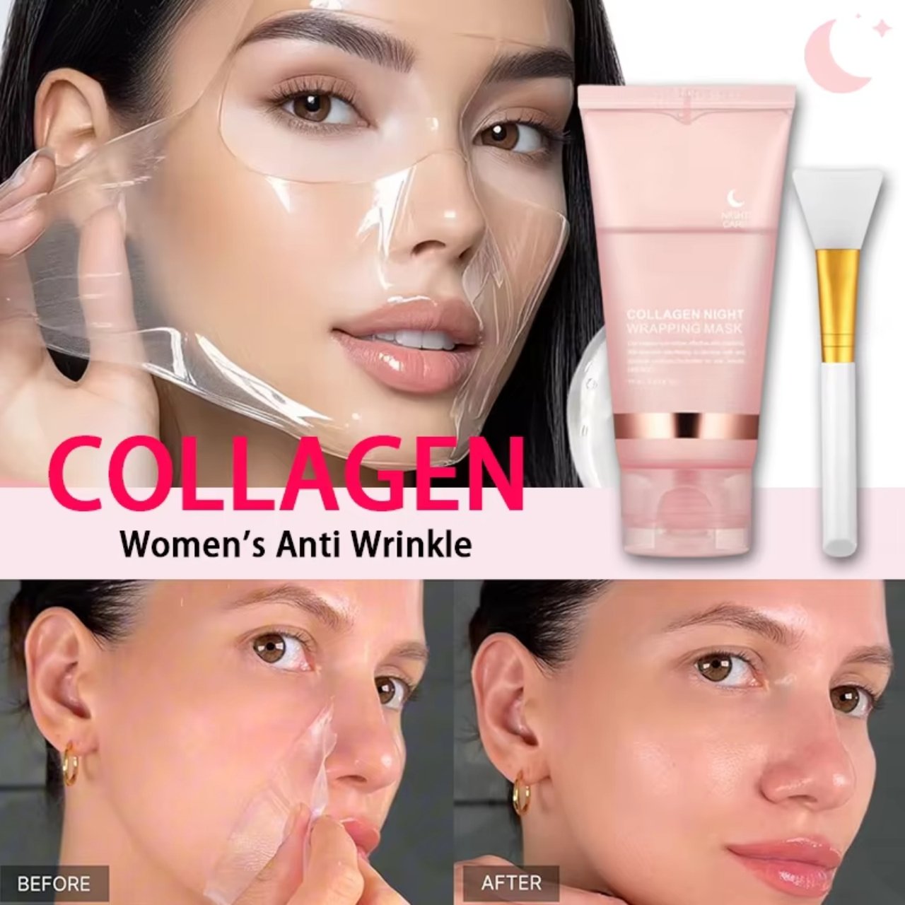 CollagenMask, kolagénová nočná maska na tvár s peel-off efektom (1+1 ZADARMO) - Image 3