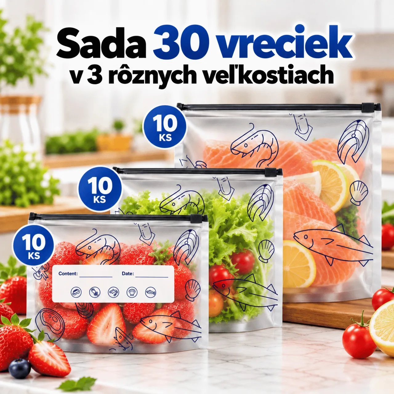 Až 30 vrecúšok v 3 rôznych veľkostiach