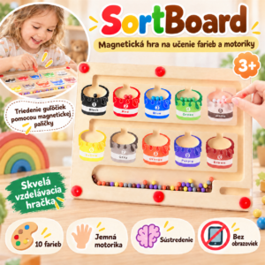 SortBoard, didaktická hračka na triedenie a učenie farieb